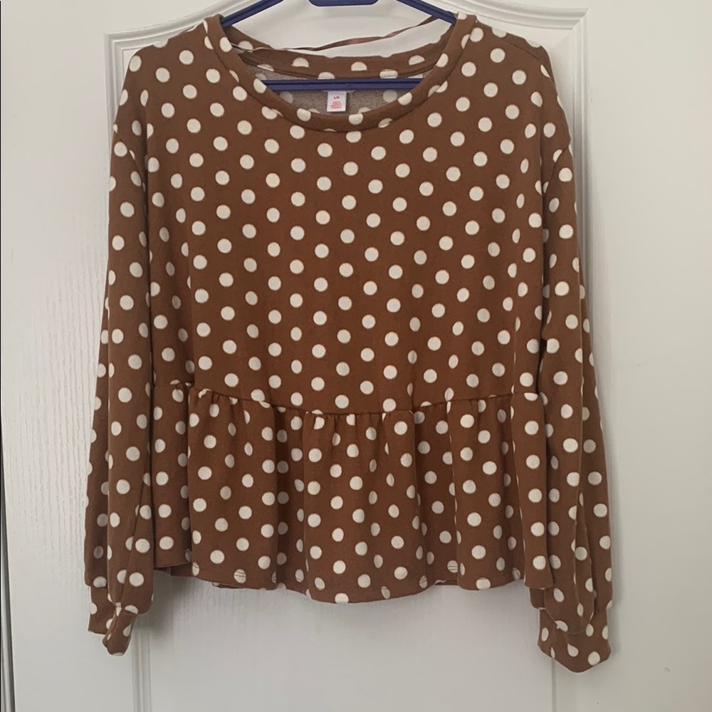 Brown Polka Dot Women's Top